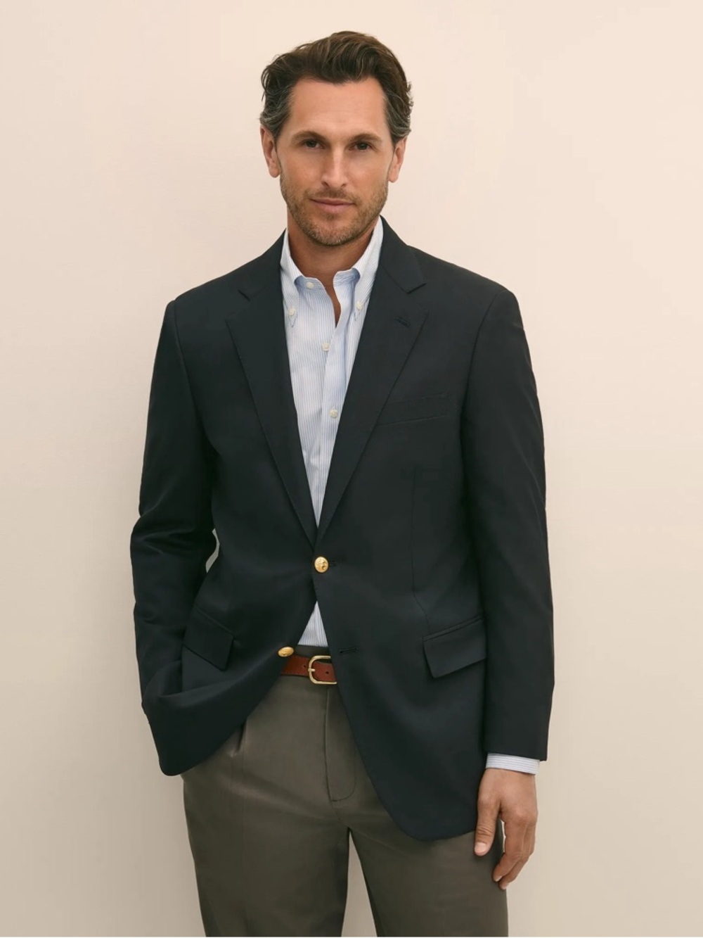 Brook Brothers Traditional Fit Wool 1818 Blazer- Navy